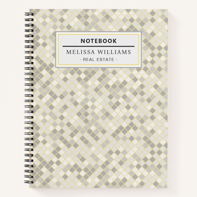Cuaderno Moderno Profesional Geométrico Amarillo y Gris (Anverso)