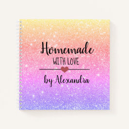 Cuaderno Moderno purpurina arcoiris Casero con Bloc de nota