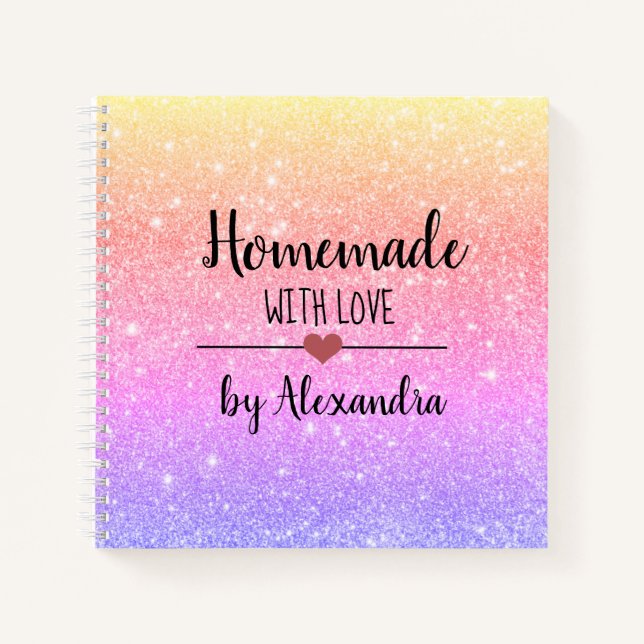 Cuaderno Moderno purpurina arcoiris Casero con Bloc de nota (Anverso)