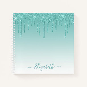 Cuaderno Moderno Purpurina Verde azulado con estilo de escr