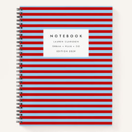 Cuaderno moderno rayado en rojo y azul