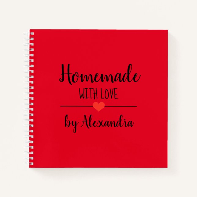 Cuaderno Moderno Red Homemade con receta de amor para portá (Anverso)
