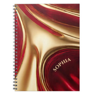Cuaderno Moderno Resumen Flujo Art-Rojo y Oro-