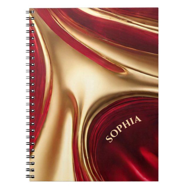 Cuaderno Moderno Resumen Flujo Art-Rojo y Oro- (Frente)