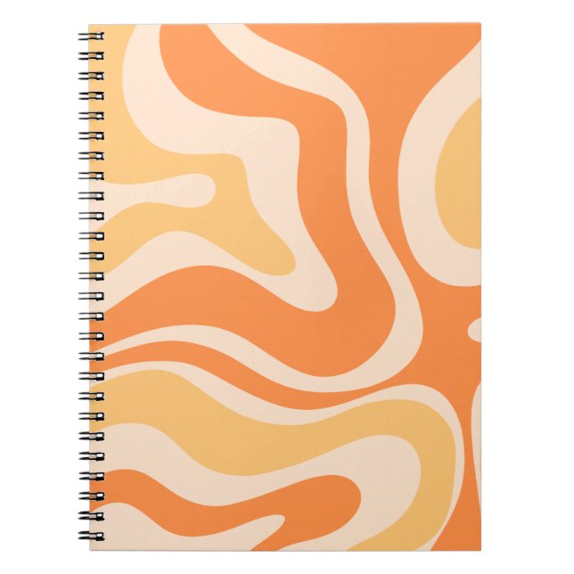 Cuaderno Moderno Retro Líquido Swirl Abstracto Patrón Naran (Frente)
