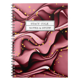 Cuaderno Moderno Rosa Gold Faux Purpurina Nombre personaliz