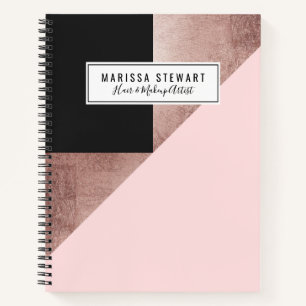 Cuaderno Moderno Rosa Oro Negro Rubor Geométrico Rosa