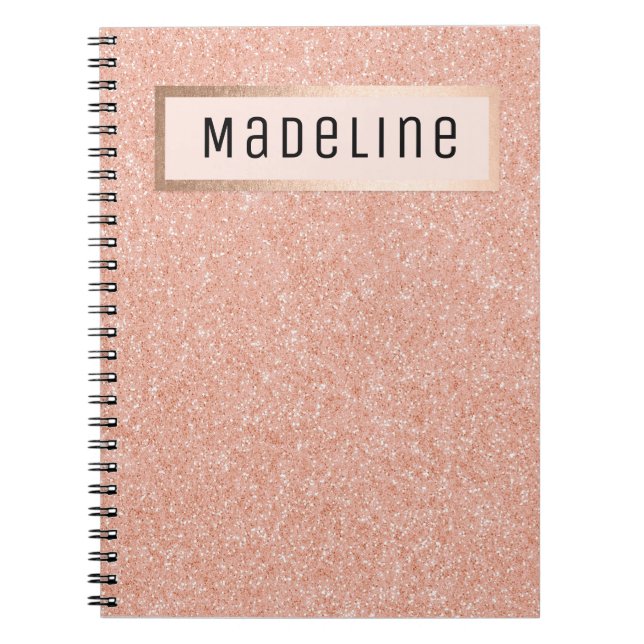 Cuaderno Moderno Rosa Purpurina de oro esparce portátil Gir (Frente)