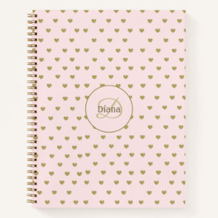 Cuaderno Moderno Rubor Pink Initials Monograma elegante