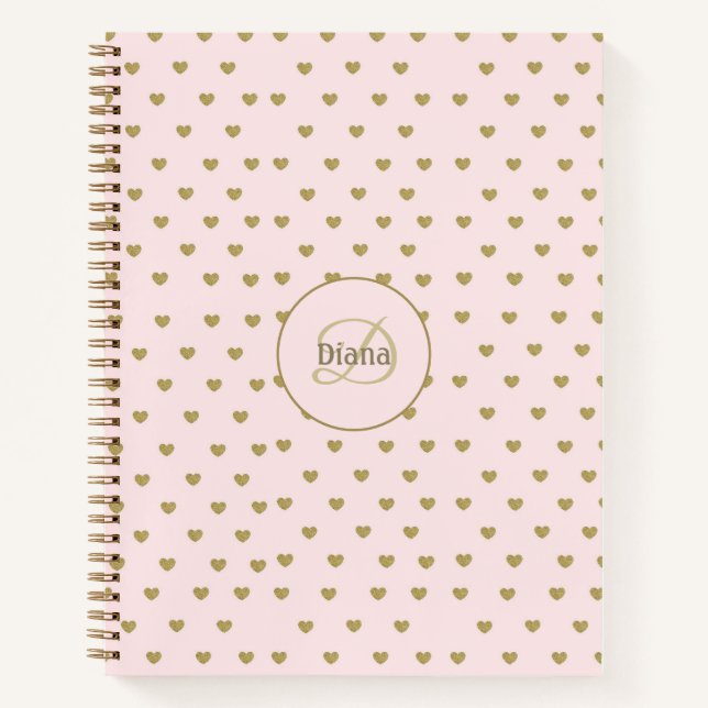 Cuaderno Moderno Rubor Pink Initials Monograma elegante (Anverso)