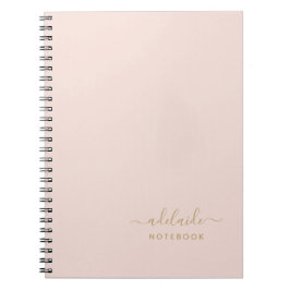 Cuaderno Moderno Rubor Rosa Gold Monograma Nombre sencillo