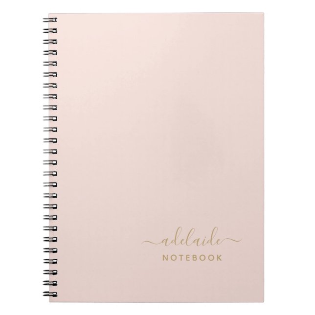Cuaderno Moderno Rubor Rosa Gold Monograma Nombre sencillo (Frente)