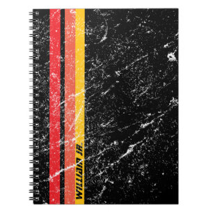 Cuaderno Moderno Rústico Nombre Personalizado   Línea Naran
