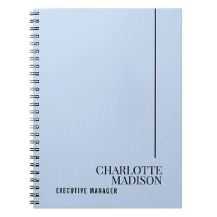 Cuaderno Moderno Simple Azul Pálido Plano Minimalista Nombr