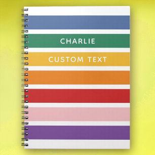 Cuaderno Moderno Simple Lindo Arcoíris Nombre Personalizado