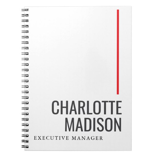 Cuaderno Moderno Simple Negro Blanco Moderno Minimalista Pl (Frente)
