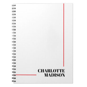 Cuaderno Moderno Simple Negro Blanco Moderno Minimalista Pl