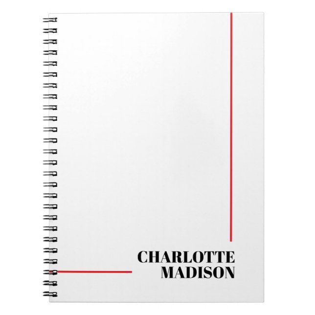 Cuaderno Moderno Simple Negro Blanco Moderno Minimalista Pl (Frente)