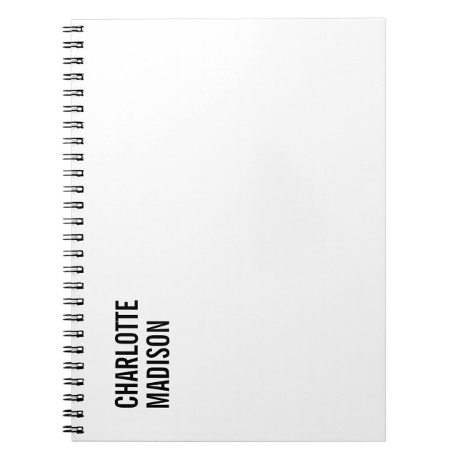 Cuaderno Moderno Simple Negro Blanco Moderno Minimalista Pl (Frente)