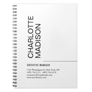 Cuaderno Moderno Simple Negro Blanco Moderno Minimalista Pl
