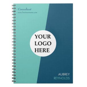 Cuaderno Moderno Simple Personalizado Azul Verde Profesiona