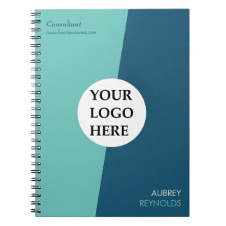 Cuaderno Moderno Simple Personalizado Azul Verde Profesiona