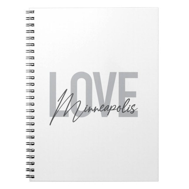 Cuaderno Moderno, simple, urbano, fresco Amor Minneapolis (Frente)