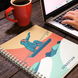 Cuaderno Moderno Snowboard Winter Nombre personalizado