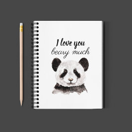 Cuaderno Moderno Te Amo Mucho Panda Blanco Y Negro