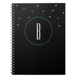 Cuaderno Moderno Triángulos Dorados y Verde Teal N