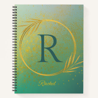 Cuaderno Moderno y de lujo Gold & Turquoise Nombre personal