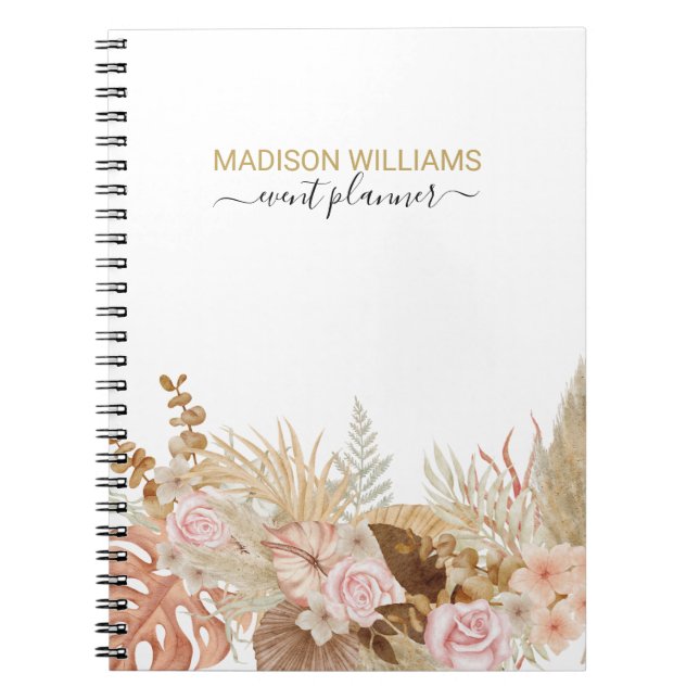 Cuaderno Moderno y elegante Boho Floral Profesional Busines (Frente)