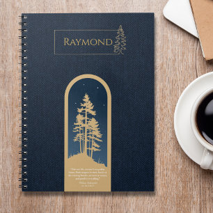 Cuaderno Moderno y elegante bosque Minimalista Oro Azul pro