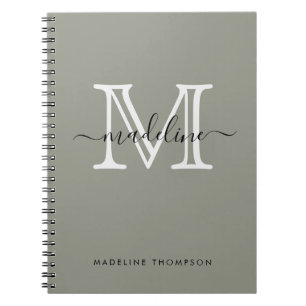 Cuaderno Moderno y elegante guión Monograma de niebla everg