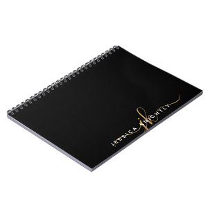 Cuaderno Moderno y elegante guión monograma Iniciales Oro N