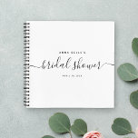 Cuaderno Moderno y elegante Moda Script Bridal Shower<br><div class="desc">Este moderno libro de caligrafía es perfecto para una simple y hermosa ducha de novia. El diseño neutro incluye tu nombre y fecha de celebración en tipografía minimalista junto a un guión romántico y caprichoso. Siéntase libre de cambiar el color de fondo a cualquier otro bajo "personalizar más adelante".</div>