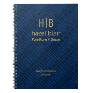 Cuaderno Moderno y elegante Monograma de la Marina de Oro C