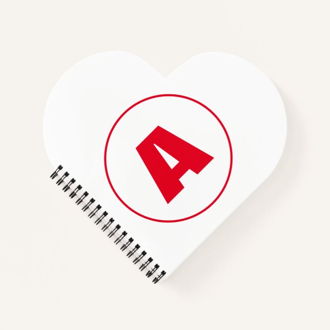 Cuaderno Moderno y elegante Monograma Rojo Letra inicial Bl (Anverso)