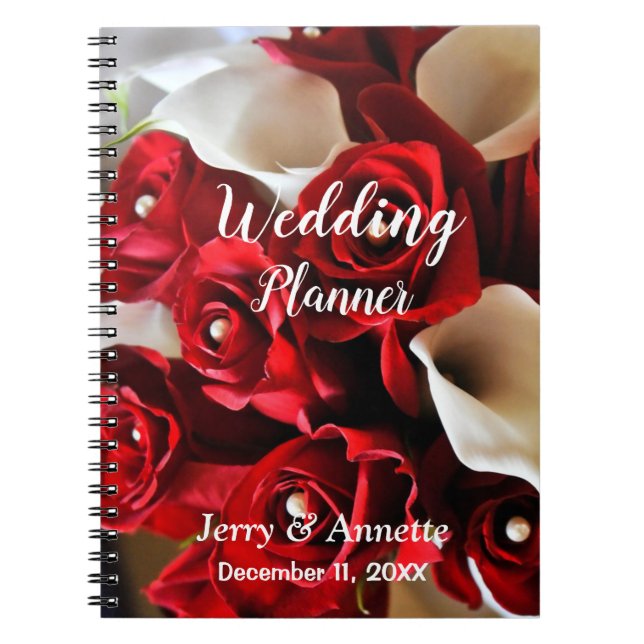Cuaderno Moderno y elegante planificador de bodas de flores (Frente)