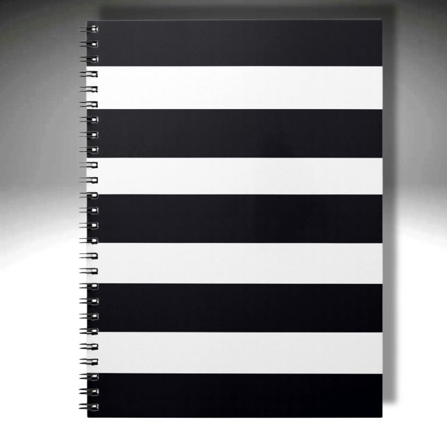 Cuaderno Moderno Y Elegante Portátil De Rayas Negra Y Blanc (A timeless Classic!)