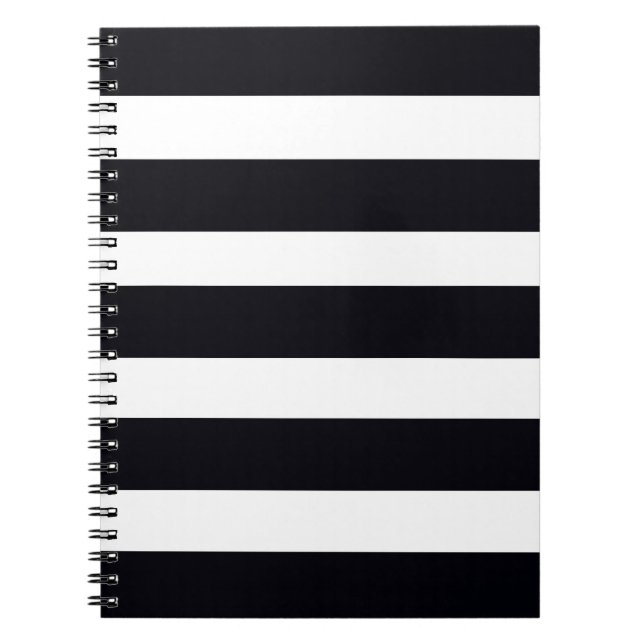 Cuaderno Moderno Y Elegante Portátil De Rayas Negra Y Blanc (Frente)