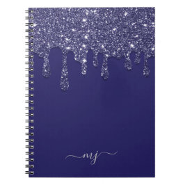 Cuaderno Moderno y elegante Purpurina azul de la Marina