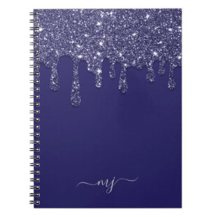 Cuaderno Moderno y elegante Purpurina azul de la Marina