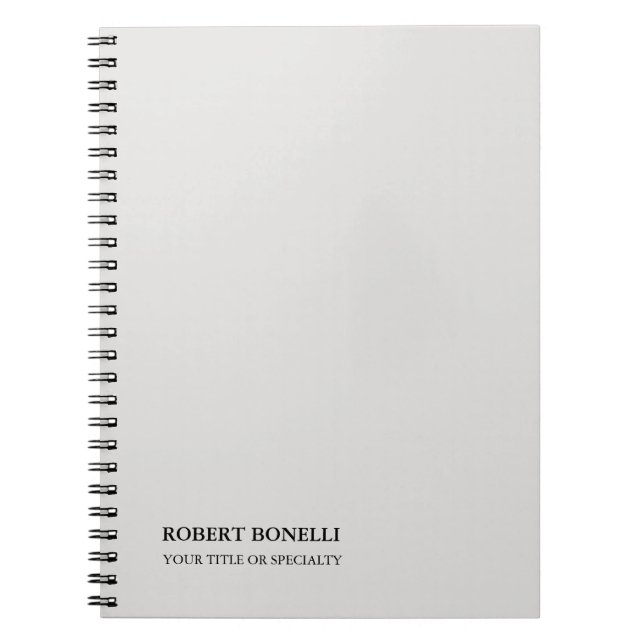 Cuaderno Moderno y exclusivo estilo Platino Gris Minimalist (Frente)