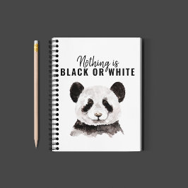 Cuaderno Moderno Y Gracioso Panda Blanco Y Negro Con Cita