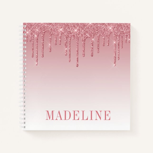 Cuaderno Moderno y moderno estilo de moda Purpurina rosado  (Anverso)