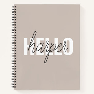 Cuaderno Moderno Y Simple Marrón Hola Y Tú Nombras