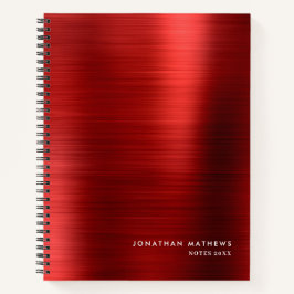 Cuaderno Moderno y simple rojo cepillado metálico