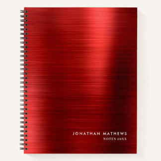 Cuaderno Moderno y simple rojo cepillado metálico