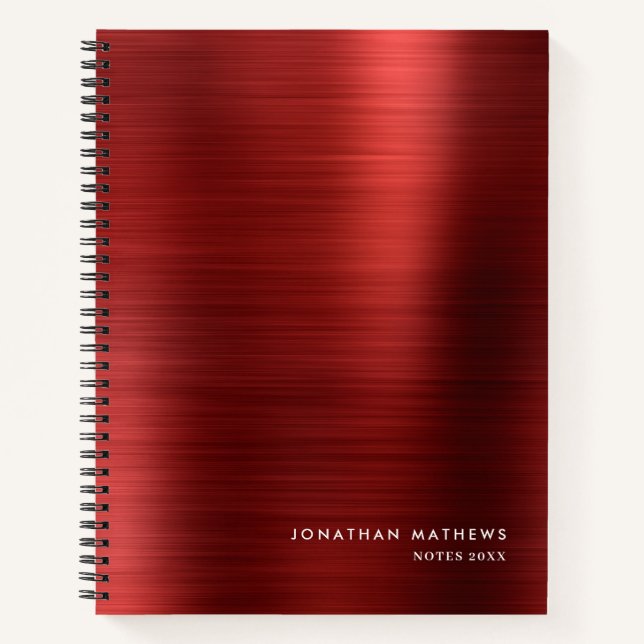 Cuaderno Moderno y simple rojo cepillado metálico (Anverso)